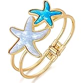 MUYAN Blue Ocean Style Bangle Bracelet for Women Gold Plated Statement Bracelet Boho Holiday Jewelry