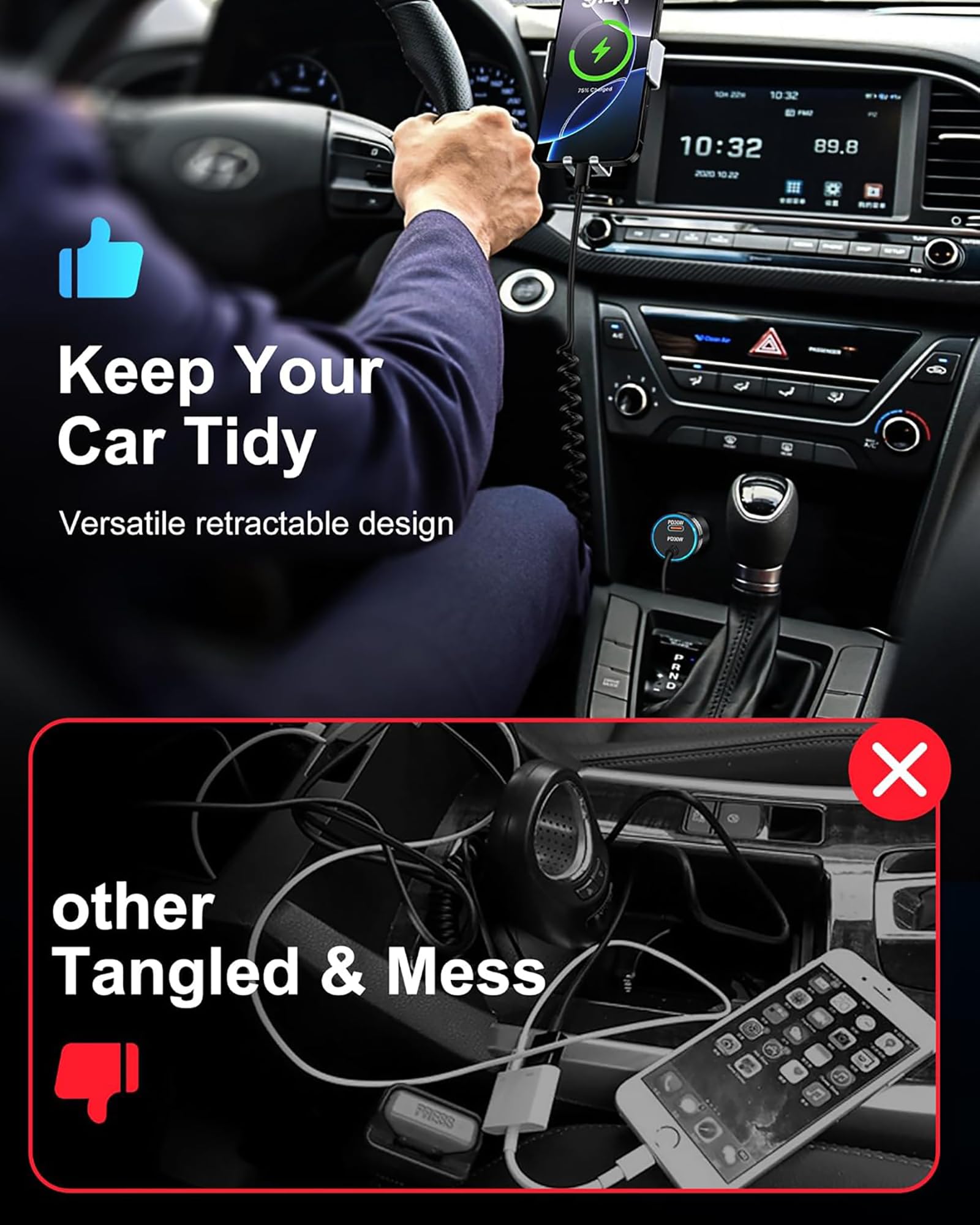 USB to USB-C Cable 5 ft, iPhone 16e Retractable Fast Charging Cord, USBC Coiled Spring Cable for iPhone 16 Pro Max 15 Plus, Samsung Galaxy S25 Ultra, Pixel 9A 9 Pro Android Auto Apple CarPlay