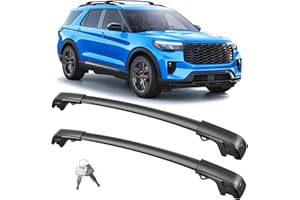 FengYu Roof Rack Cross Bars Compatible with Ford Explorer 2020 2021 2022 2023 2024 2025 2026, Lockable 220lb Heavy Duty Aluminum Roof Rails Crossbars Cargo Bars Canoe Rooftop Black Carrier Luggage