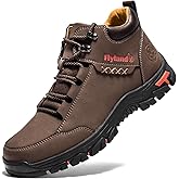 FLYLAND Men's Casual Leather Shoes Chukka Ankle Boots Handmade Fashion Shoes Non Slip Breathable Comfortable Mid Top for Driving Walking Outdoor