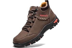 FLYLAND Men's Casual Leather Shoes Chukka Ankle Boots Handmade Fashion Shoes Non Slip Breathable Comfortable Mid Top for Driving Walking Outdoor