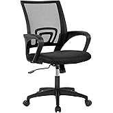 Home Office Chair Ergonomic Desk Chair Mid-Back Mesh Computer Chair Lumbar Support Comfortable Executive Adjustable Rolling Swivel Task Chair with Armrests(Black)