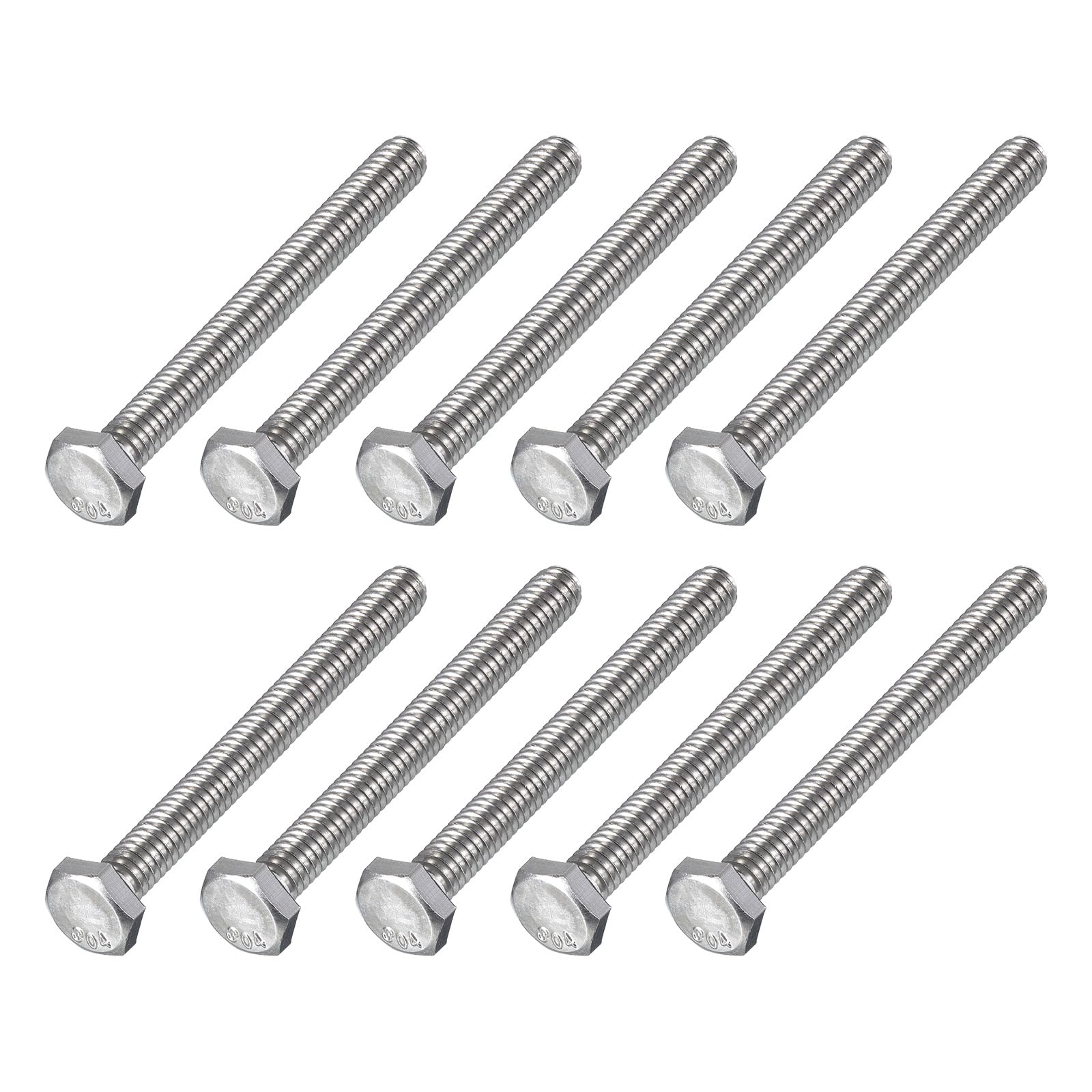 METALLIXITY Hex Head Bolts (1/4-20 x 4") 10Pcs, 304 Stainless Steel 18-8, Fully Threaded, External Hex Drive, Plain Finish, Hex Head Screw Bolt, Silver โ image 1