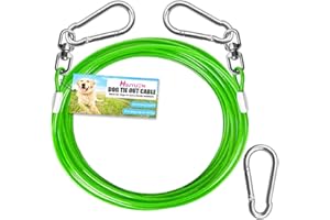 HaiYUAN Dog Tie Out Cable - Heavy Duty Dog Chain for Yard, Blue/Purple/Green/Pink Outdoor Tether & Leash, 10/15/20/30Ft,Lead for Dogs Outside