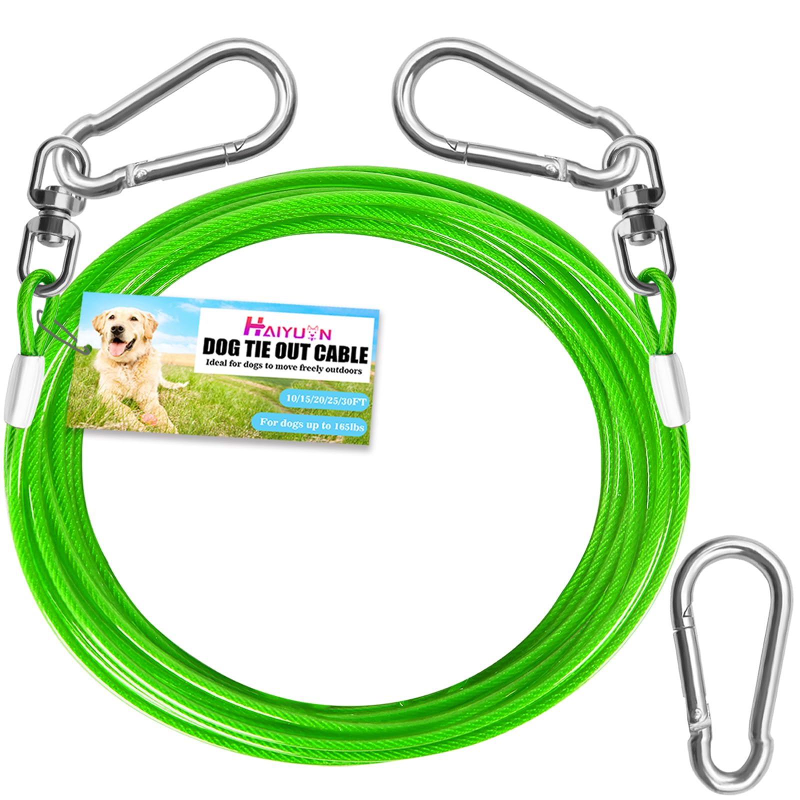 Photo 1 of HaiYUAN Dog Tie Out Cable - Heavy Duty Dog Chain for Yard, Blue/Purple/Green/Pink Outdoor Tether & Leash, 10/15/20/30Ft,Lead for Dogs Outside