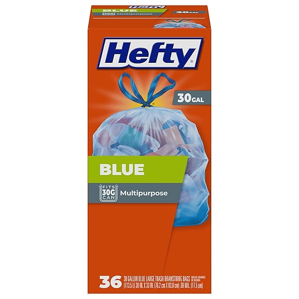 HEFTY BLUE TRASH BAGS, BLUE, 30 GALLON, 36...