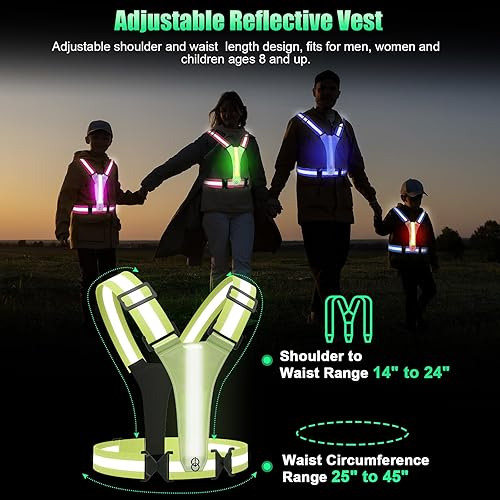 SAWNZC LED Reflective Vest Running Gear, Colors Lights Up
