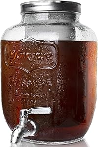 Lighten Life 1 Gallon Cold Brew Coffee Maker,Gallon Glass Cold Brew Maker,Cold Brew Dispenser with Stainless Steel Spigot and Removable Mesh Filter,Iced Brew Pitcher with Lid Easy to Pour and Clean
