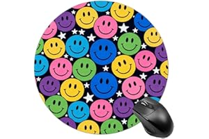 Colorful Happy Faces Gaming Mousepad Non-Slip Rubber Base Computer Mouse Pad Smooth Surface Cloth for Precise Mouse Control W