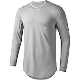 Mens Longline Gym Muscle Bodybuilding Tshirts Hipster Reflective Line Scallop Crewneck Tees Shirts Tops