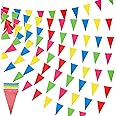 Tatuo 820 ft 500 Pcs Pennant Banner Flag String Hanging Triangle Bunting Flag for Party Celebration Holiday Wedding Decoration, 10 Set (Colorful)