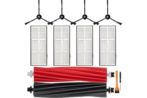 CauYien S8 Replacement Parts for Roborock S8 S8+ S8 Pro Ultra S8 Plus-WHT Robot Vacuum Cleaners Accessories(S8 pro ultra accessories kit:4 X S8 Washable Filter 4 X S8 Side Brushes 1 X S8 Main Brush)