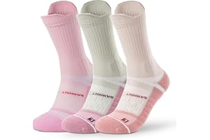 Rahhint Coolmax Compression Running Socks for Women 3 Pairs Cushion Crew Athletic Socks Moisture Wicking Anti-Blister Socks