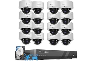 FORCOVR 4COVR 16 Channel PoE Security Camera System for Business, 16x 5MP IK10 Vandal-Proof IP67 Dome Commercial IP Camera, Night Vision, 16CH NVR 4TB, AI Human Vehicle Detection, 24/7 Recording, LY54AX5M1616