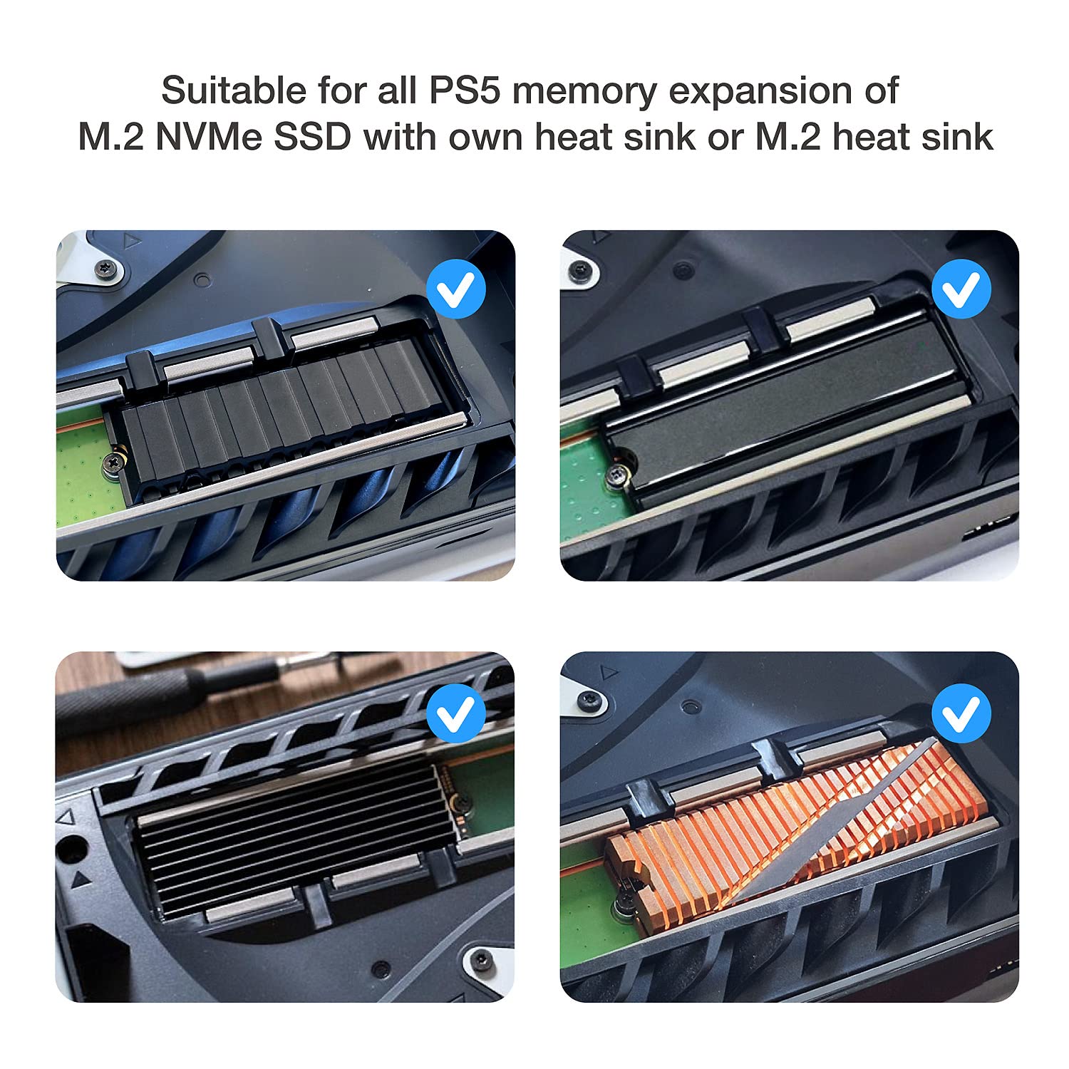 GRAUGEAR Metal Heat Dissipation Cover for PS5 M.2 SSD Expansion Slot | Fit for PlayStation 5 NVMe SSD w/Heatsink | New Breathable Cellular Hole | Cooling and Dust Proof (Silver)
