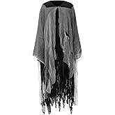 Fourluoo Halloween Tattered Cloak Retro Grim Reaper Cape Horror Wizard Tattered Cloak for Adult Halloween Cosplay Costume