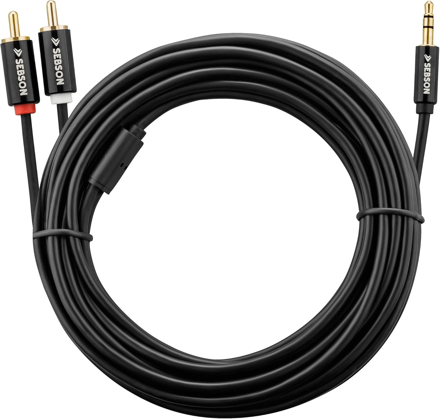 SEBSON RCA Audio Cable 5m, 2 RCA Phono to 3,5mm Jack, Male to Male, Gold Plated, Shielded, RCA Adapter for Speakers Amplifier, Hifi - Image 5