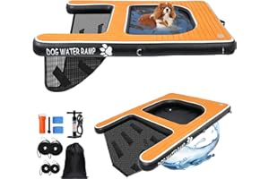 LUFFWELL Inflatable Dog Water Ramp and Water Platform 2 in 1, Floating Water Ladder with Non-Slip EVA Foam for Medium Large D