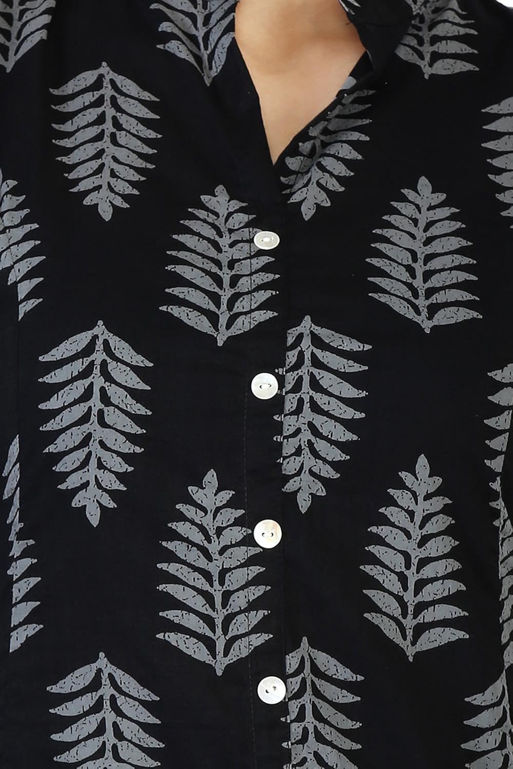 bright cotton women's a-line printed kurti (black)