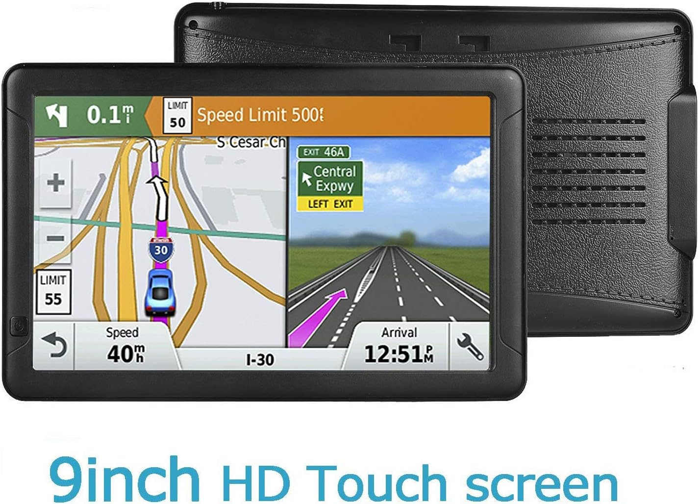 GPS Navigation for Car - 9 inch HD car GPS Navigator Capacitive Big Touchscreen, Real Voice Voice Turn Indication Reminder Navigation System, Provide Free Lifetime map Update