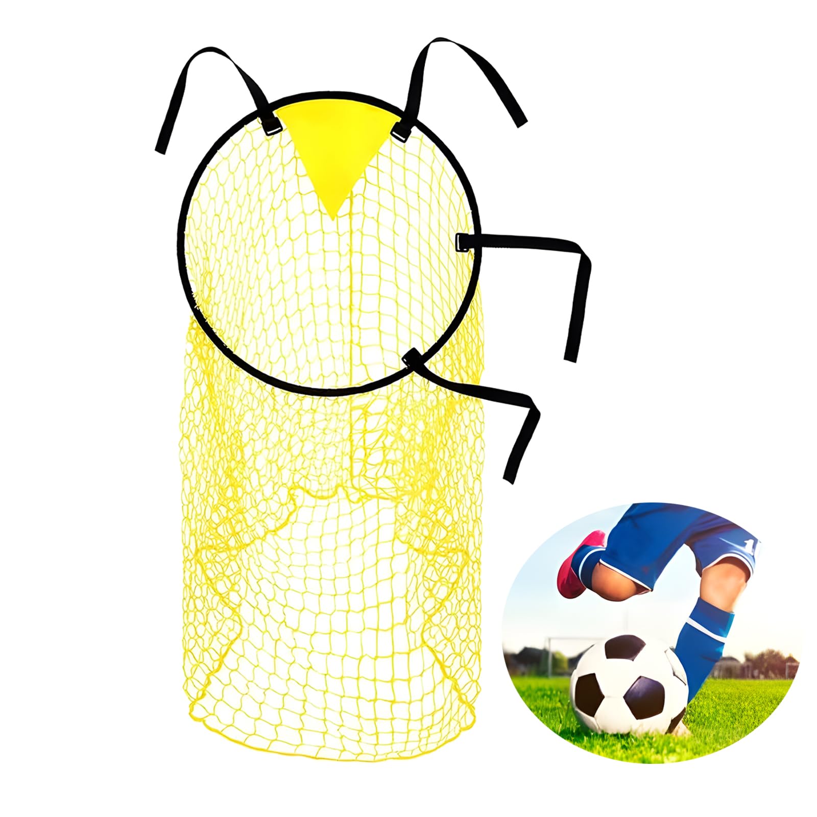 LURVOUS Soccer Top Bins, Foldable Football Net Soccer Top Bins Target Kicking Net With Adjustable Straps, Targets Net Football Goal Training Equipment (Yellow)