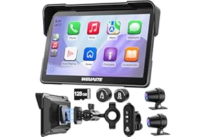 Weuaste MT700 Pro 7" Wireless Motorcycle CarPlay and Android Auto Display, Portable GPS Navigation Touch Screen for Moto with