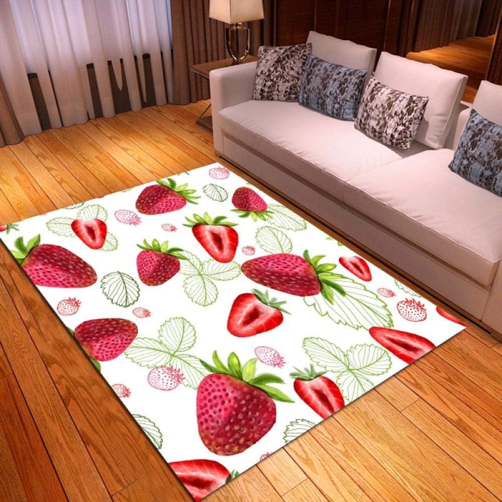 Soft Shag Area Rug ModernFruit Strawberry Printing,Indoor Fluffy Rugs
