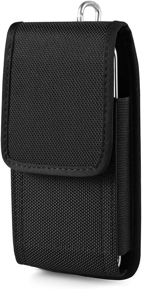 Black Jlyifan Vertical Executive Holster Belt Clip Pouch Case for LG 5X / X Power/LG V20 / Stylo 2 V/LG U/Alcatel Idol 4s / BLU Life Max/Dash XL/Energy X Plus 2 / Pure XR (Black Nylon)