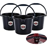 Ferrochef 3 Pack 5 Quart Boxing Spit Bucket Heavy Duty Plastic MMA | Corner Spittoon with Handle, Pour Design, Label Stickers, For Boxing Gym Training Camp Fitness Sparring Use