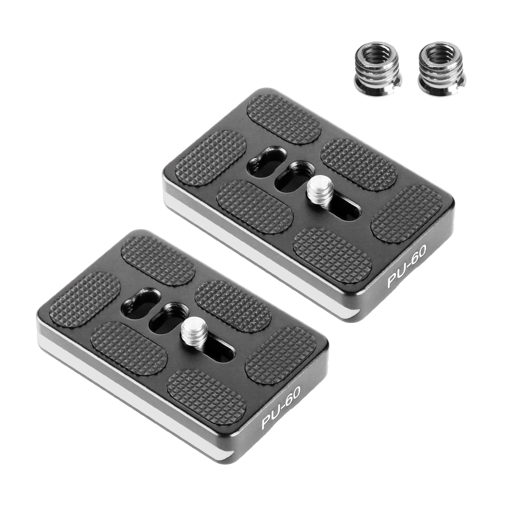 Manbily Pack Of 2 Tripod Head Quick Release Plates for Ball Head, (60mm*38mm*10mm) Universal 1/4 Inch to 3/8 Inch Screw Tripod Adapter Mount Arca-Swiss QR Plate for DSLR Camera Monopod Head PU-60