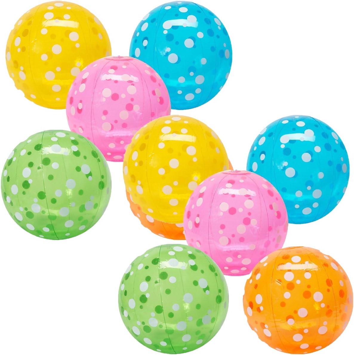 Fun Express Inflatable Polka-Dot Beach Balls (1 Dozen) in 6 Colors, Pool Party, Summer Water Fun and Birthday Parties, Bulk Pack for Adults and Children: Toys & Games