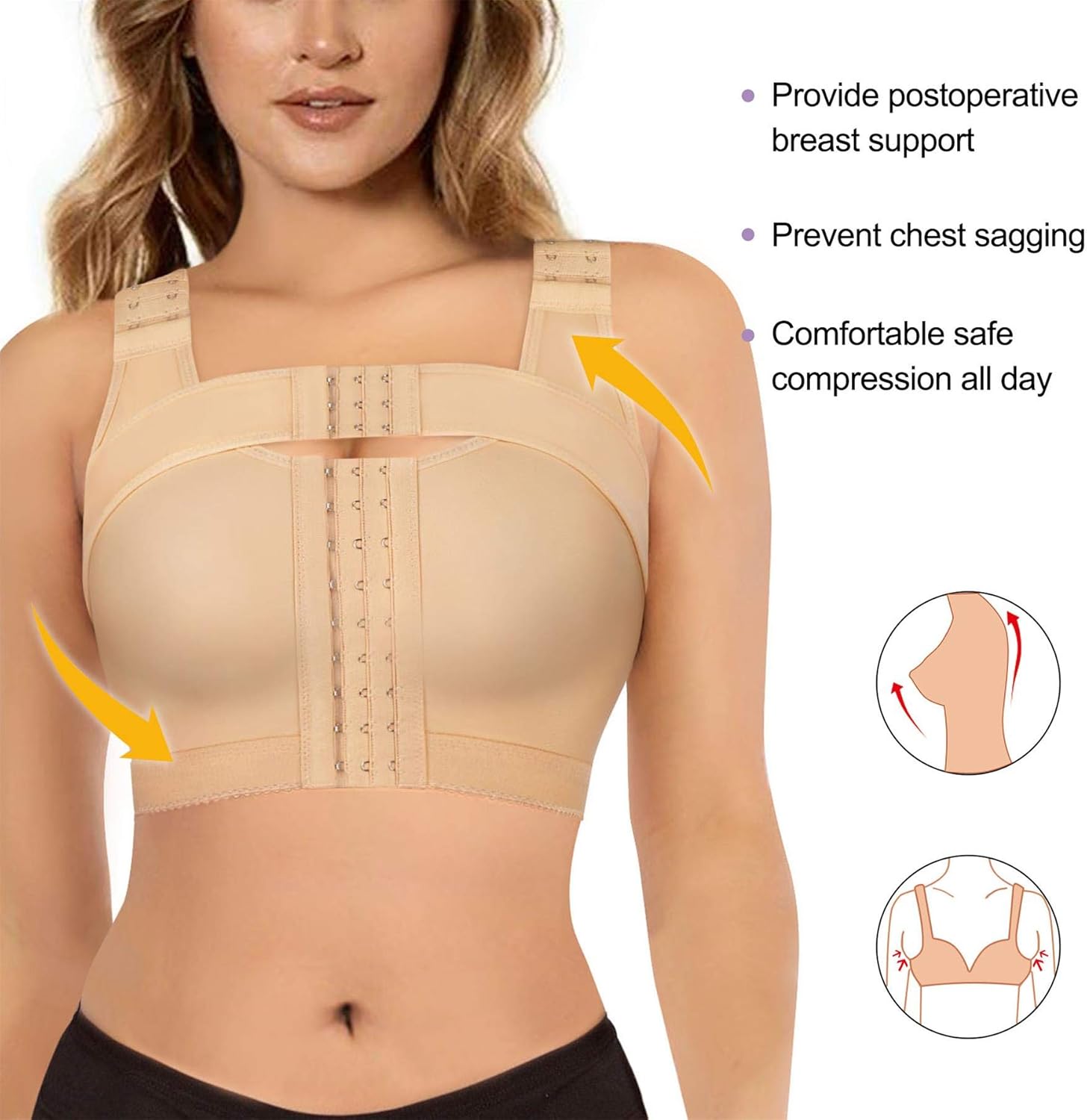 BRABIC Women’s Front Closure Bra Post-Surgery Posture Corrector Shaper Tops with Breast Support Band: Clothing