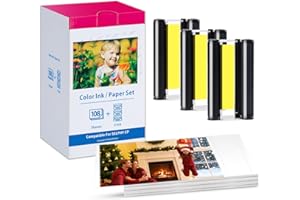 FRESHWORLD Compatible for Canon Selphy CP1500 CP1300 Ink and Paper for Canon Photo Paper 4x6 Inch Color Ink and Paper Set(3 Ink + 108 Sheets Glossy KP-108in Photo Paper)for Selphy CP1200 CP1000 CP910 CP900 CP810
