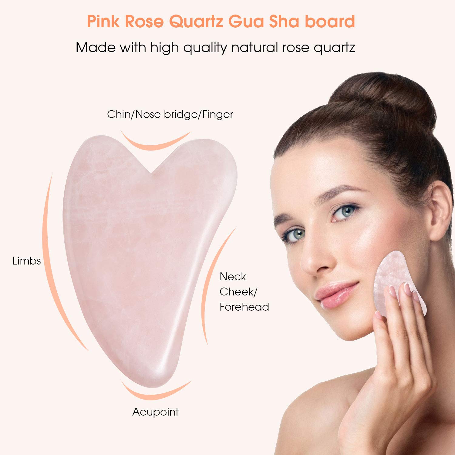 Facial Roller，4 in 1 Rose Quartz Facial Jade Roller & Massager, 4 Changeable heads Facial Skin Care Tools for Face Roller, Eye, Neck, Body: Beauty