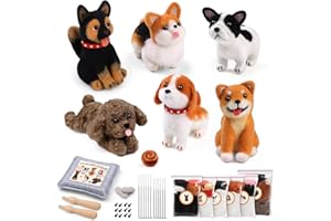 LOKUNN 6 PCS Needle Felting Kit, Animal Needle Felting Beginner Kits Wool Felt Needle Felting Tools with Instruction Manual f