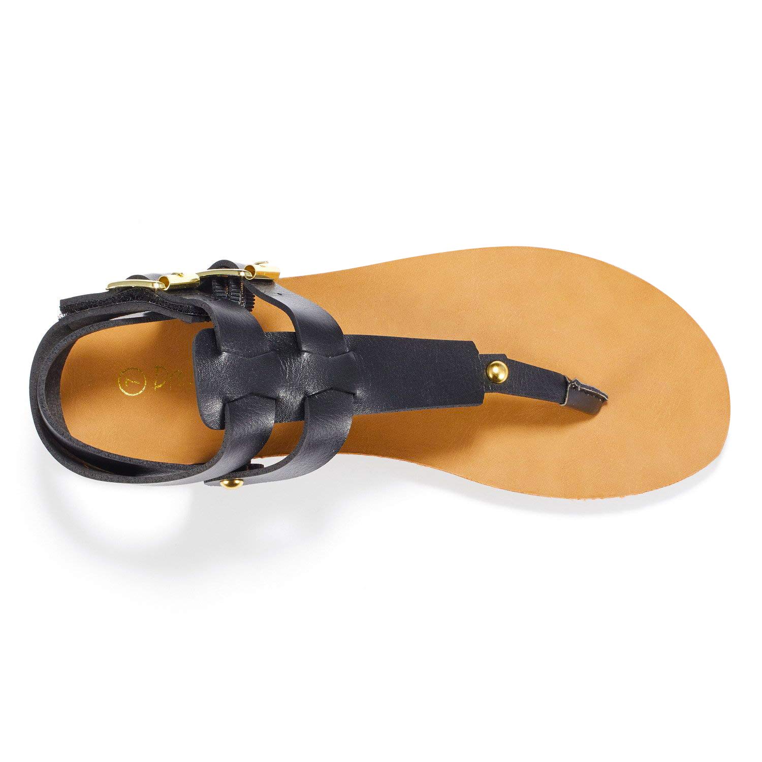 DREAM PAIRS Sandals for Women, Women's T-Strap Buckle Black Flat Sandals Size 8 M US Bold_03 - Image 4