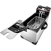 Yangbowan 3L Deep Fryer with Basket for Home, 1300W Electric Small Deep Fryer with Temperature Control, Timer Control, View Window Lid, Stainless Steel Body for Restaurant Use