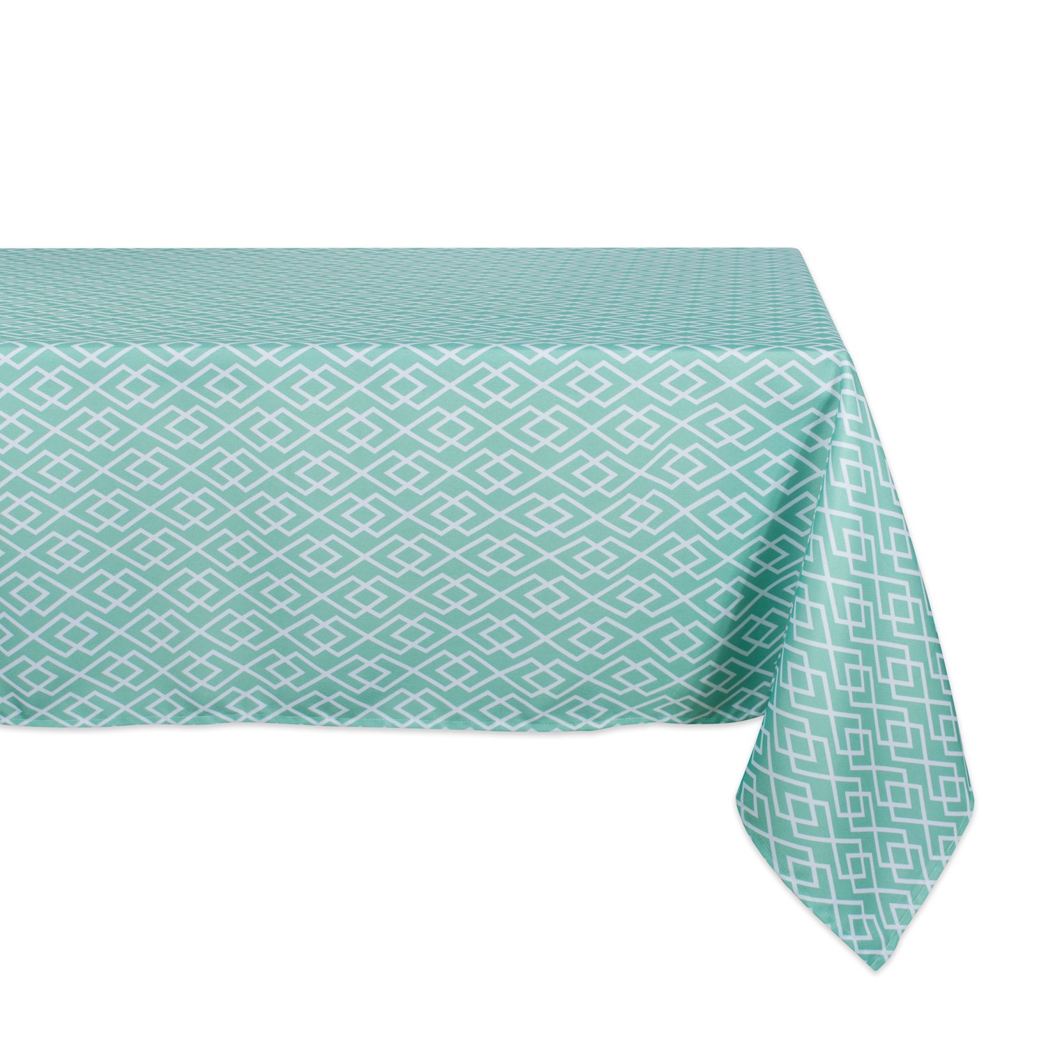 DII 100% Polyester, Spill Proof, Machine Washable, Tablecloth for Outdoor Use, Round, Aqua Diamond, Seats 6 to 8 People, 60x84 Inches