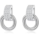 S925 Sterling Silver Trendy Knot Earrings for Women Chunky Statement Drop Dangle Earrings Geometric Studs Fashion Prom Jewelry