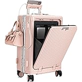 feilario PC Hardside Carry On Luggage, Aluminum Frame, TSA Lock, Cup Holder | USB port, phone holder and spinner wheels keep essentials reachable for airport and business trips