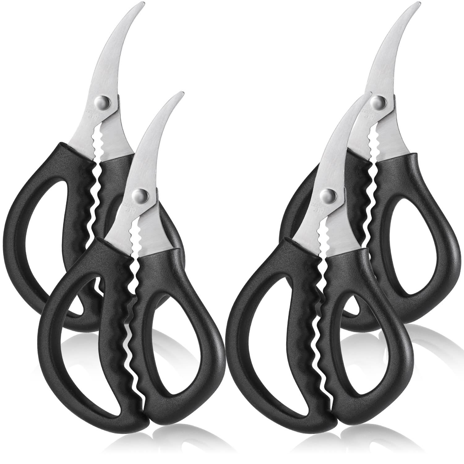 Photo 1 of 4PCS Seafood Scissors Crab Scissor Stainless Steel Seafood Fish Shrimp Lobster Scissors for Kitchen, Multifunctional Crab Leg Crackers and Tools Black