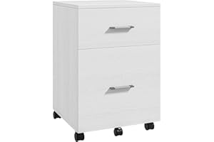 Vinsetto Vertical Filing Cabinet with Wheels, 2-Drawer Mobile File Cabinet, Office Storage Cabinet for Letter or A4 File, Stu