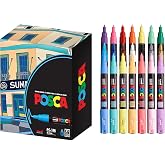 posca Acrylic Paint Markers, 1M Extra Fine Thin Tips, Artist Recommended Pens for Coloring Gifts, Decorations, Fabric, Canvas, Glass, Rocks or Metal, Set of 21