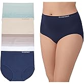 ELLEN TRACY Women’s Full Brief Panties Breathable Seamless Underwear 4-Pack Multipack (Regular & Plus Size)
