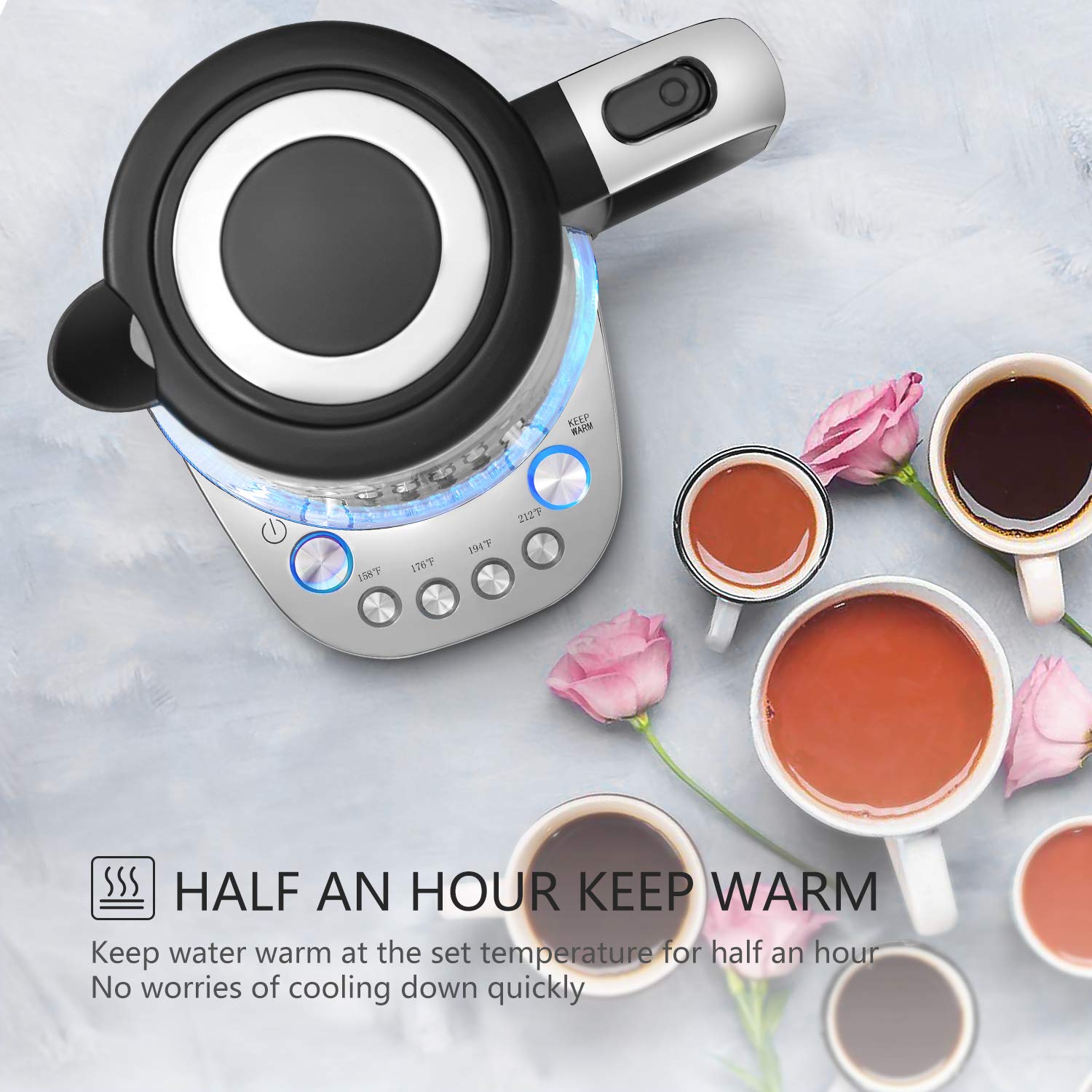 Glass Electric Kettle (BPA free), Professional Temperature Control