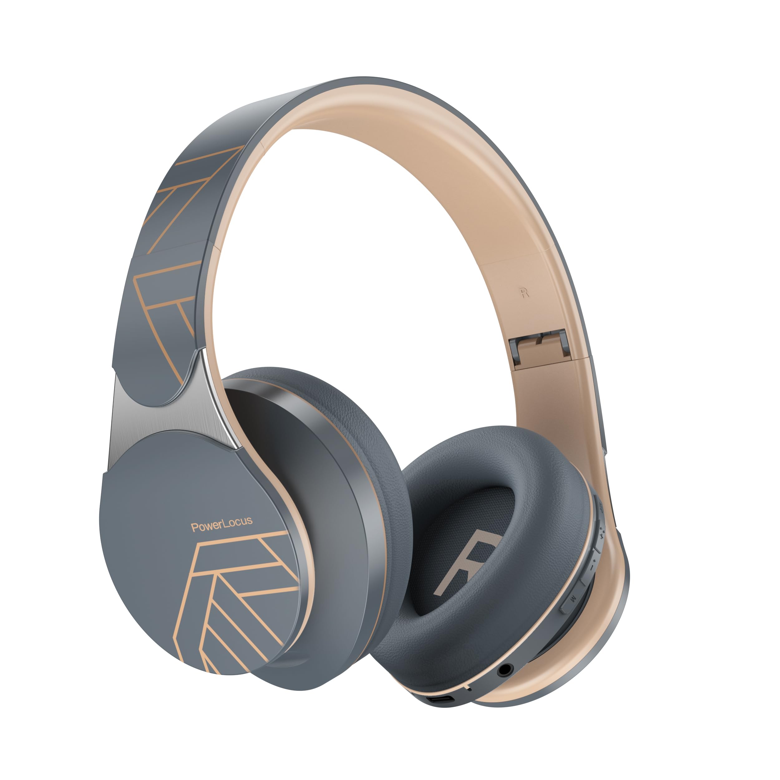 PowerLocus Bluetooth Headphones Over Ear, 40H Playtime Wireless Headphones, 4 EQ Music Modes, Headphones with Mic, Micro SD/TF, FM Radio, Foldable Lightweight Headphones for PC/Cell Phones/Travel