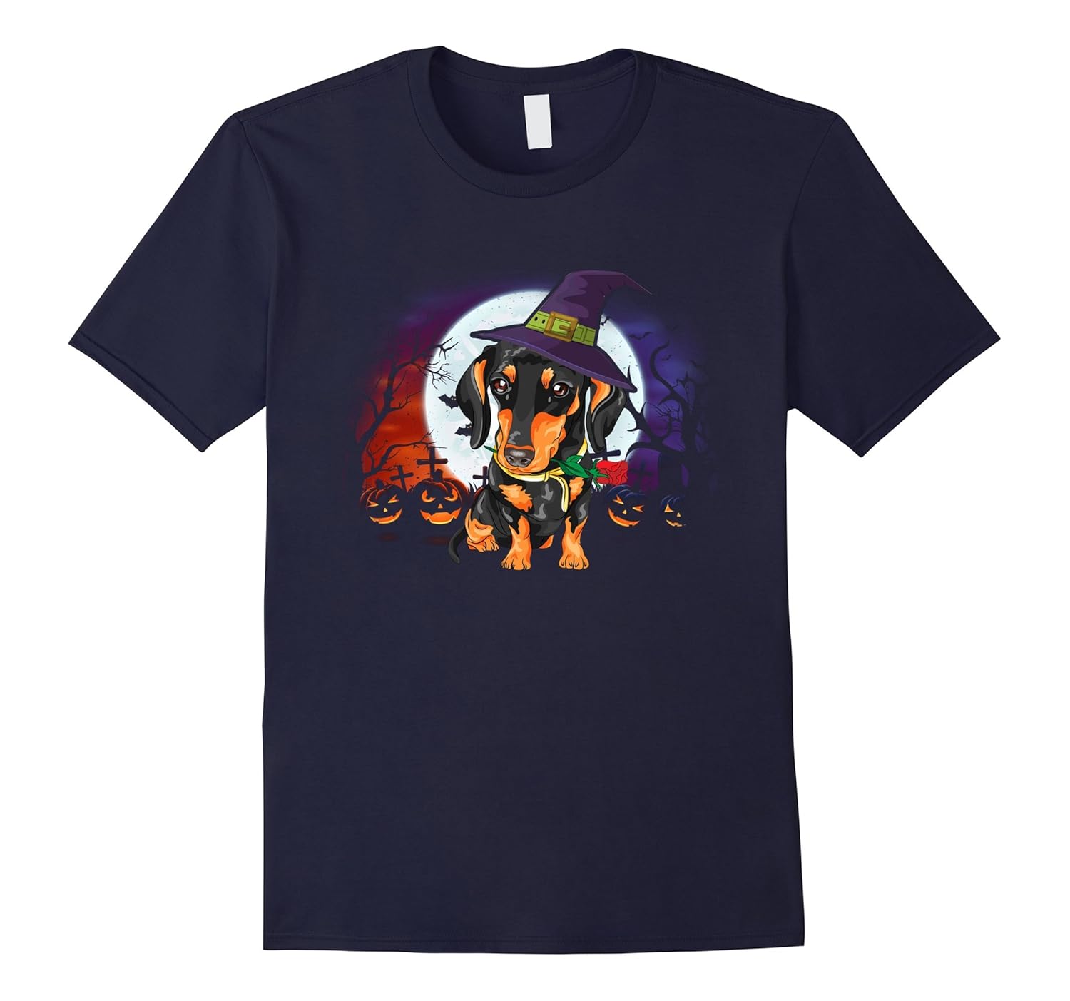 Cute Halloween Dachshund Puppy Pumpkins T-Shirt-ANZ