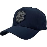 Harley-Davidson Men's Shield H-D Patch Curved Bill Snapback Baseball Cap - Navy