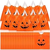 Sabary 80 Pcs Christmas Drawstring Candy Bags Snow Man Winter Goody Grimace Bags Small Party Plastic Goodie Box for Party Favor(Pumpkin)
