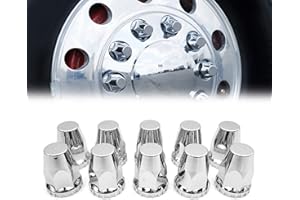 P SEPEY SEPEY 33mm Lug Nut Covers Standard PUSH-ON ABS Plastic Chrome Flanged Lug Nut Cover Caps for Semi Trucks (Pack of 10)